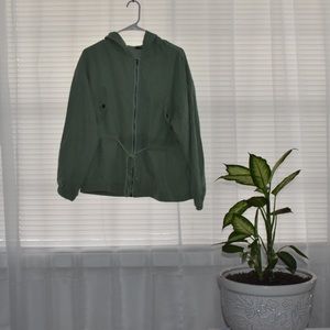 Light Green Trench Coat With Hood
